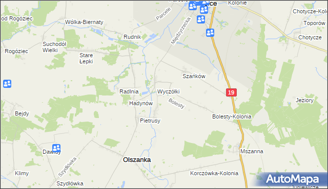 mapa Bolesty gmina Olszanka, Bolesty gmina Olszanka na mapie Targeo