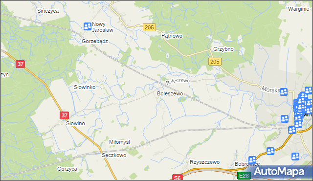 mapa Boleszewo, Boleszewo na mapie Targeo