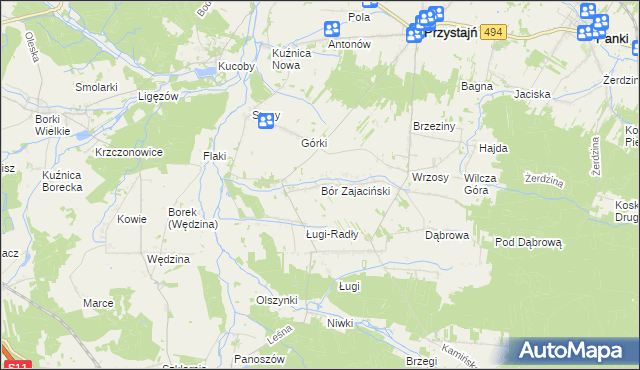 mapa Bór Zajaciński, Bór Zajaciński na mapie Targeo