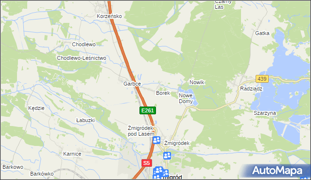 mapa Borek gmina Żmigród, Borek gmina Żmigród na mapie Targeo