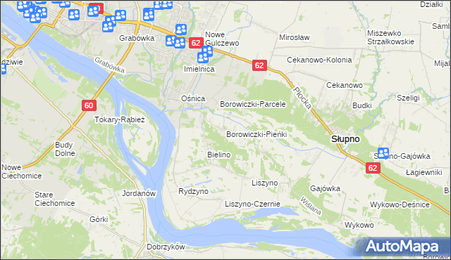 mapa Borowiczki-Pieńki, Borowiczki-Pieńki na mapie Targeo