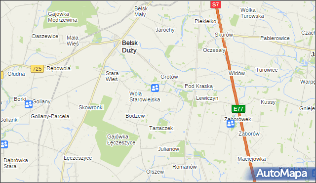 mapa Boruty gmina Belsk Duży, Boruty gmina Belsk Duży na mapie Targeo