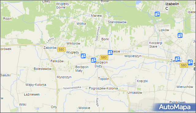 mapa Borzęcin gmina Stare Babice, Borzęcin gmina Stare Babice na mapie Targeo