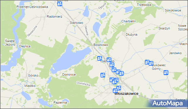 mapa Boszkowo-Letnisko, Boszkowo-Letnisko na mapie Targeo