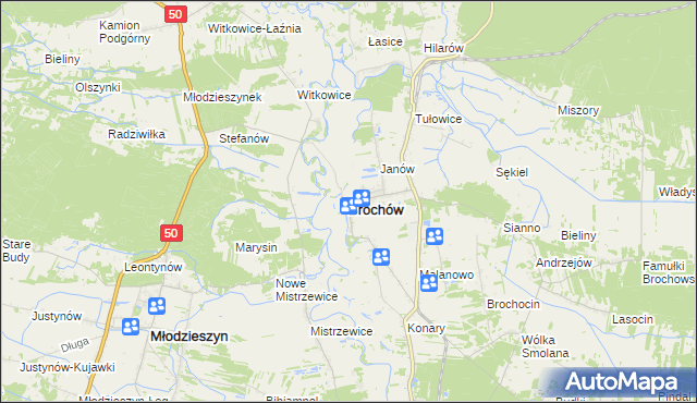 mapa Brochów powiat sochaczewski, Brochów powiat sochaczewski na mapie Targeo