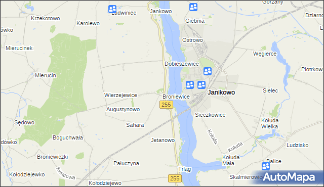 mapa Broniewice, Broniewice na mapie Targeo