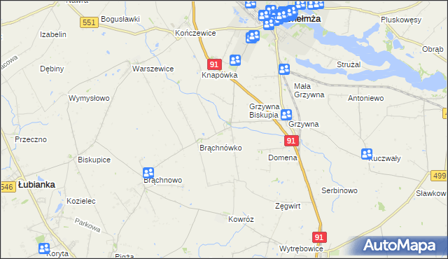 mapa Browina gmina Chełmża, Browina gmina Chełmża na mapie Targeo