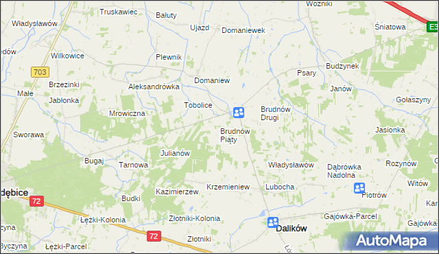 mapa Brudnów Piąty, Brudnów Piąty na mapie Targeo