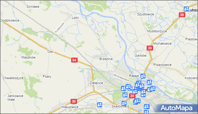 mapa Brzezina gmina Skarbimierz, Brzezina gmina Skarbimierz na mapie Targeo