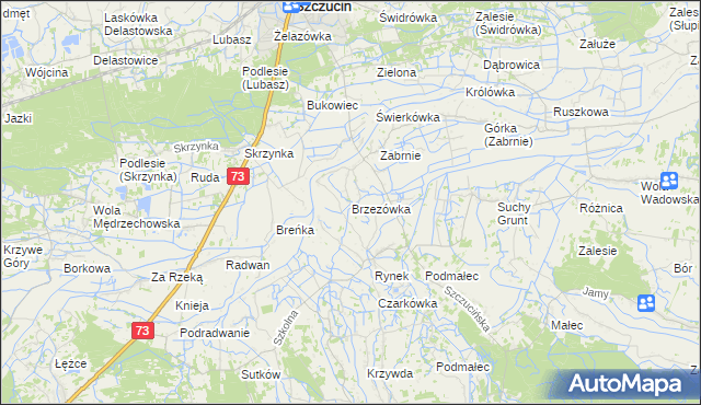 mapa Brzezówka gmina Szczucin, Brzezówka gmina Szczucin na mapie Targeo