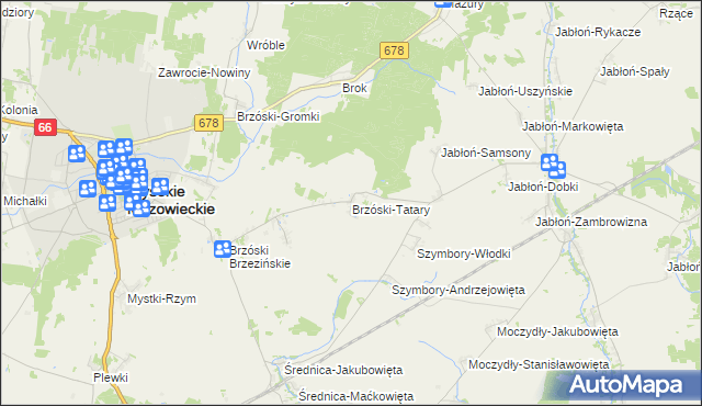 mapa Brzóski-Tatary, Brzóski-Tatary na mapie Targeo