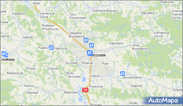mapa Brzostek powiat dębicki, Brzostek powiat dębicki na mapie Targeo
