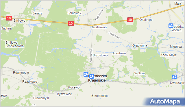 mapa Brzostowo gmina Miasteczko Krajeńskie, Brzostowo gmina Miasteczko Krajeńskie na mapie Targeo