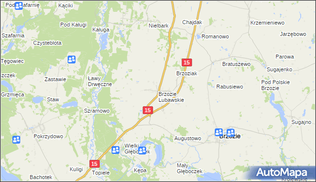 mapa Brzozie Lubawskie, Brzozie Lubawskie na mapie Targeo