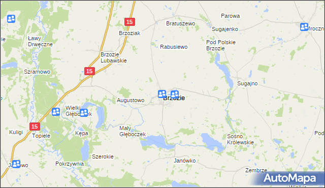 mapa Brzozie powiat brodnicki, Brzozie powiat brodnicki na mapie Targeo