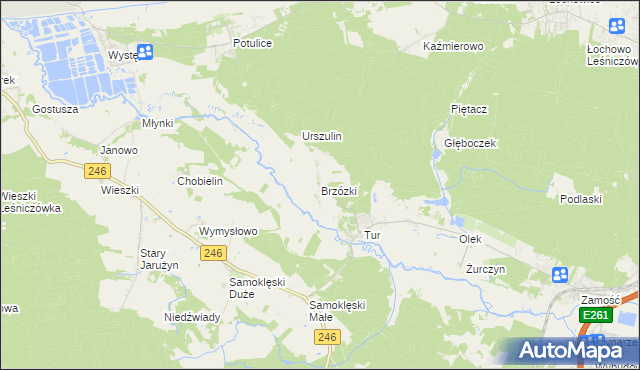 mapa Brzózki gmina Szubin, Brzózki gmina Szubin na mapie Targeo