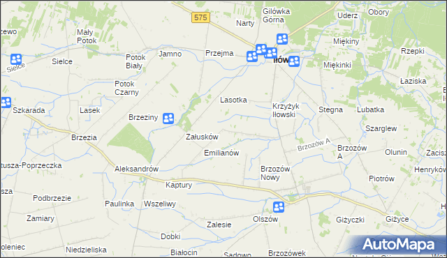 mapa Brzozowiec gmina Iłów, Brzozowiec gmina Iłów na mapie Targeo