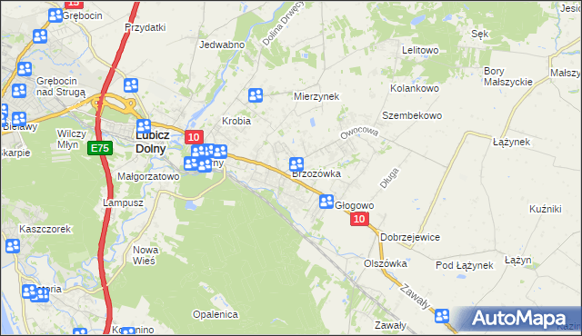 mapa Brzozówka gmina Obrowo, Brzozówka gmina Obrowo na mapie Targeo