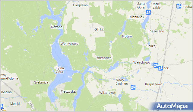 mapa Brzozowo gmina Koronowo, Brzozowo gmina Koronowo na mapie Targeo