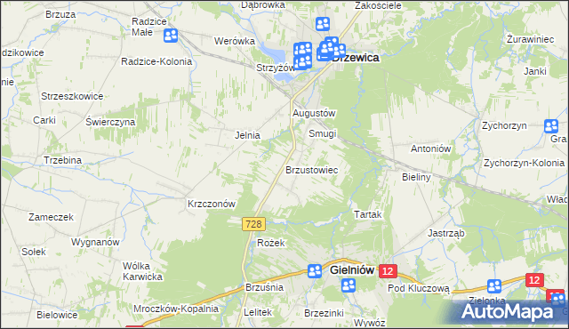 mapa Brzustowiec, Brzustowiec na mapie Targeo