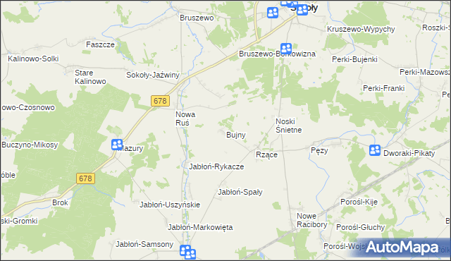 mapa Bujny gmina Sokoły, Bujny gmina Sokoły na mapie Targeo