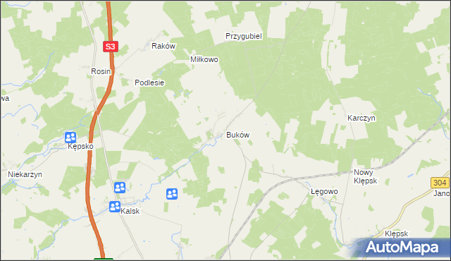 mapa Buków gmina Sulechów, Buków gmina Sulechów na mapie Targeo