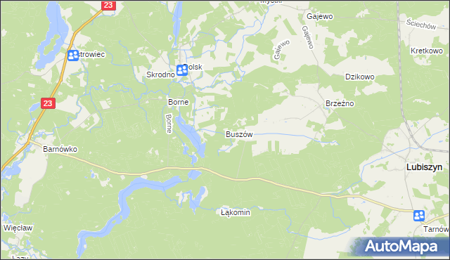 mapa Buszów gmina Lubiszyn, Buszów gmina Lubiszyn na mapie Targeo