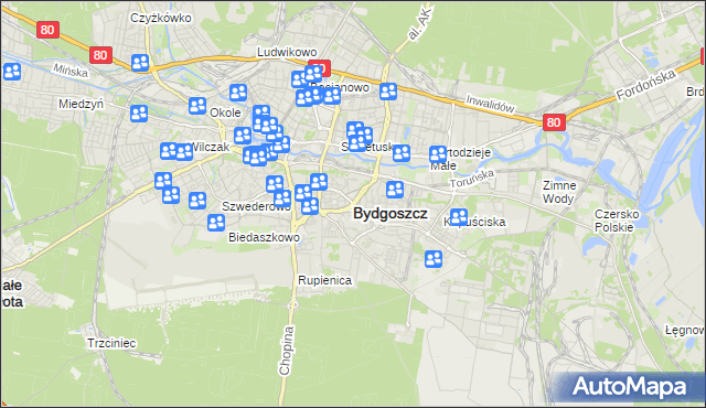 mapa Bydgoszczy, Bydgoszcz na mapie Targeo