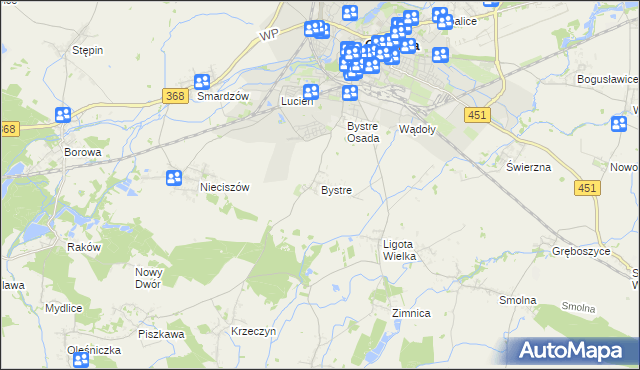 mapa Bystre gmina Oleśnica, Bystre gmina Oleśnica na mapie Targeo