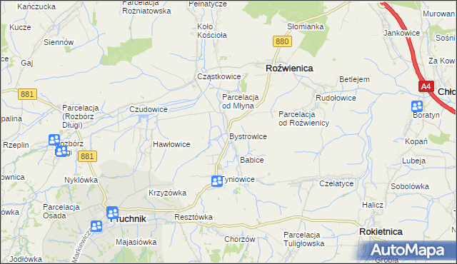 mapa Bystrowice, Bystrowice na mapie Targeo