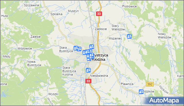 mapa Bystrzyca Kłodzka, Bystrzyca Kłodzka na mapie Targeo