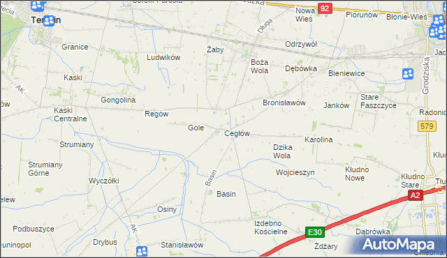 mapa Cegłów gmina Baranów, Cegłów gmina Baranów na mapie Targeo