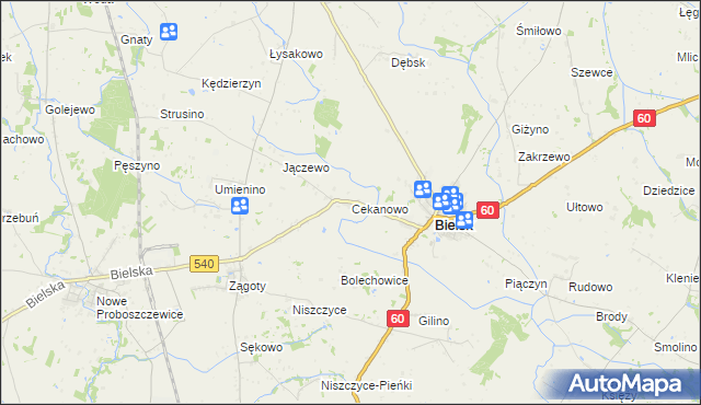 mapa Cekanowo gmina Bielsk, Cekanowo gmina Bielsk na mapie Targeo