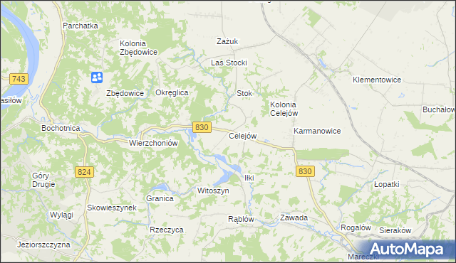 mapa Celejów gmina Wąwolnica, Celejów gmina Wąwolnica na mapie Targeo