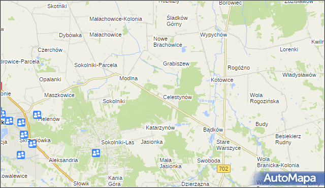 mapa Celestynów gmina Ozorków, Celestynów gmina Ozorków na mapie Targeo