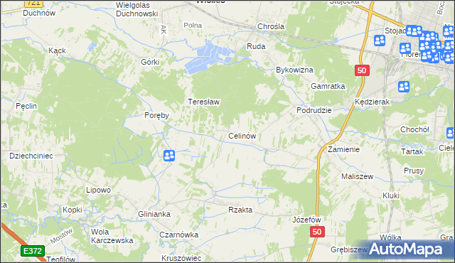 mapa Celinów gmina Dębe Wielkie, Celinów gmina Dębe Wielkie na mapie Targeo