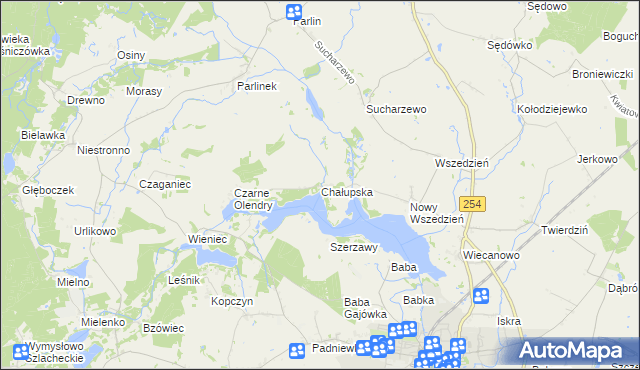 mapa Chałupska gmina Mogilno, Chałupska gmina Mogilno na mapie Targeo