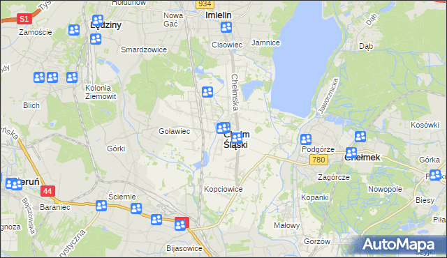 mapa Chełm Śląski, Chełm Śląski na mapie Targeo