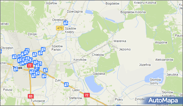 mapa Chlebów gmina Turek, Chlebów gmina Turek na mapie Targeo