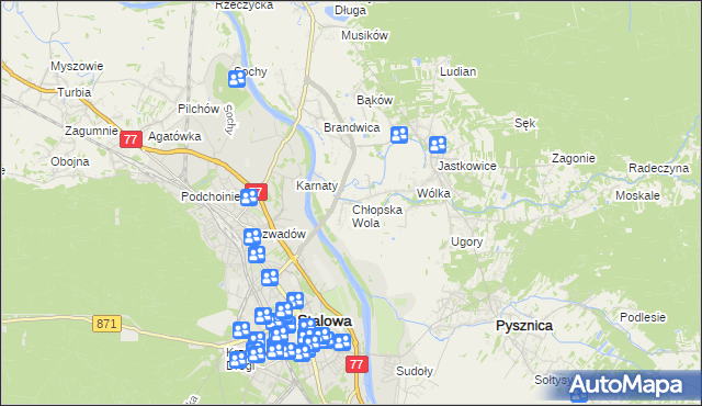 mapa Chłopska Wola, Chłopska Wola na mapie Targeo