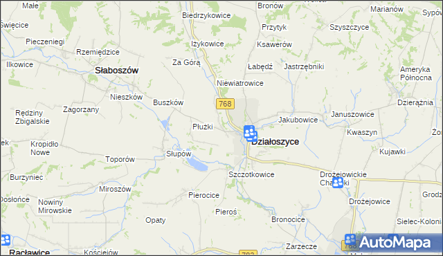 mapa Chmielów gmina Działoszyce, Chmielów gmina Działoszyce na mapie Targeo