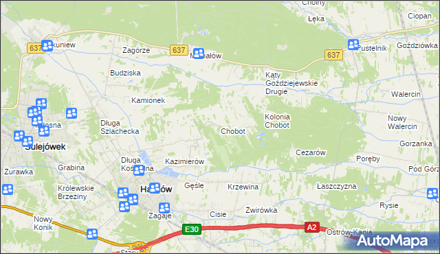 mapa Chobot gmina Halinów, Chobot gmina Halinów na mapie Targeo