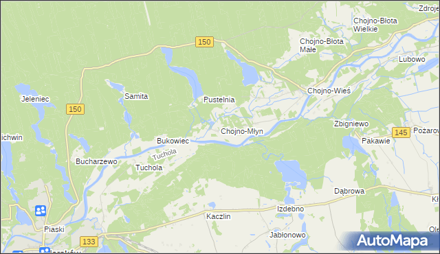 mapa Chojno-Młyn, Chojno-Młyn na mapie Targeo