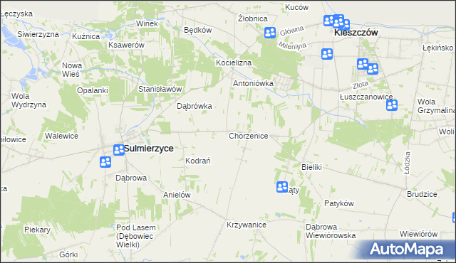 mapa Chorzenice gmina Sulmierzyce, Chorzenice gmina Sulmierzyce na mapie Targeo