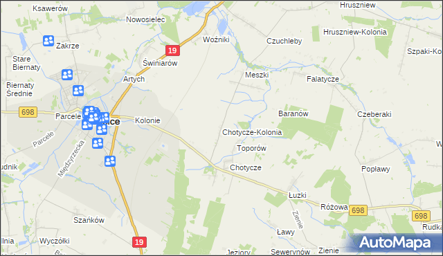 mapa Chotycze-Kolonia, Chotycze-Kolonia na mapie Targeo