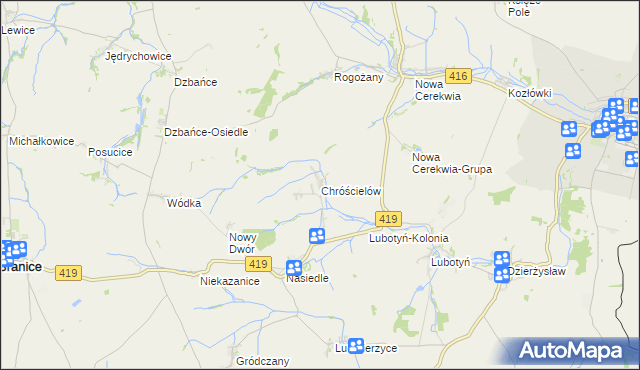 mapa Chróścielów, Chróścielów na mapie Targeo