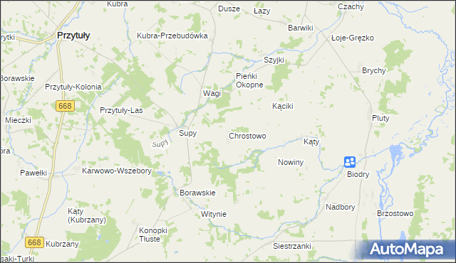 mapa Chrostowo gmina Jedwabne, Chrostowo gmina Jedwabne na mapie Targeo