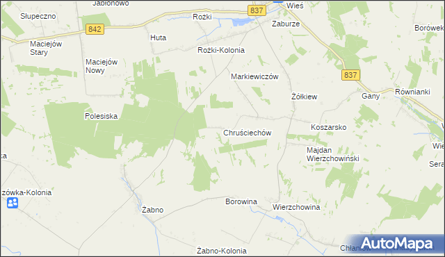 mapa Chruściechów gmina Żółkiewka, Chruściechów gmina Żółkiewka na mapie Targeo