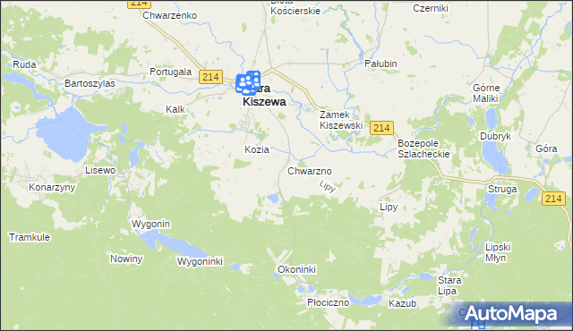 mapa Chwarzno, Chwarzno na mapie Targeo