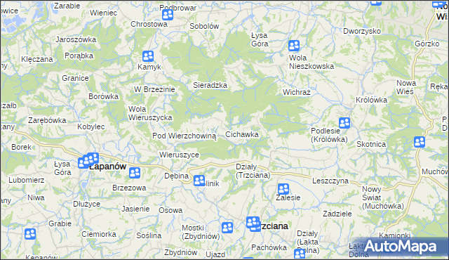 mapa Cichawka, Cichawka na mapie Targeo